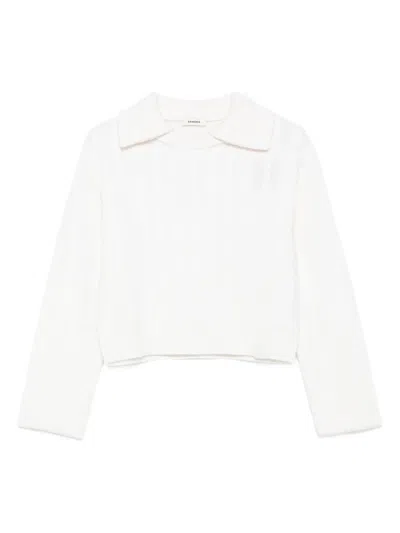 Sandro Cable-knit Collared Sweater In Neutral