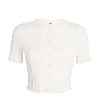 Sandro Cable-knit Cropped Cardigan In White