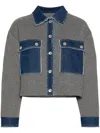 SANDRO CABLE-KNIT DENIM JACKET