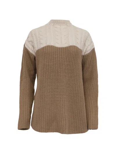 Pre-owned Sandro Cable-knit Jumper In Brown