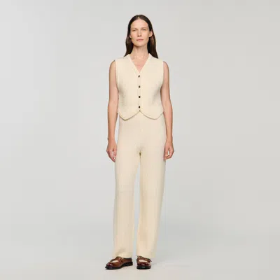 Sandro Cable Knit Pants In Neutral