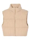 Sandro Womens Beige Short Sleeveless Cable-knit Wool Puffer Jacket In Multi