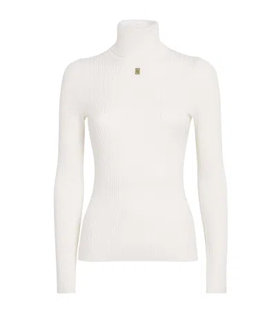 Sandro Cable-knit Lyocell-blend Turtleneck Sweater In Naturfarben