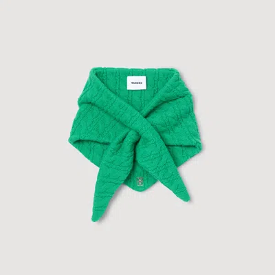 Sandro Cable Knit Scarf In Green
