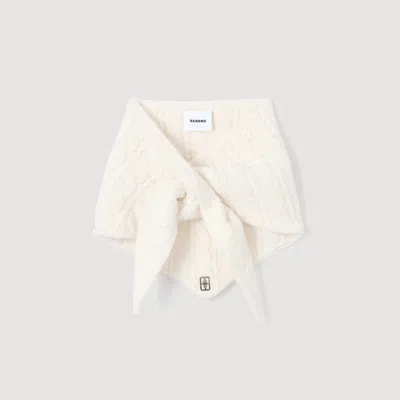 Sandro Cable Knit Scarf In White