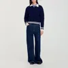 Sandro Cable Knit Sweater In Blue