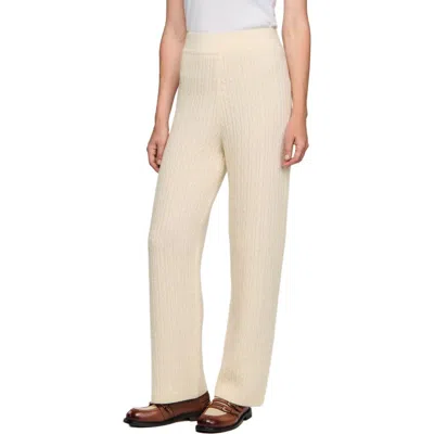 Sandro Cable Knit Trousers In Neutral