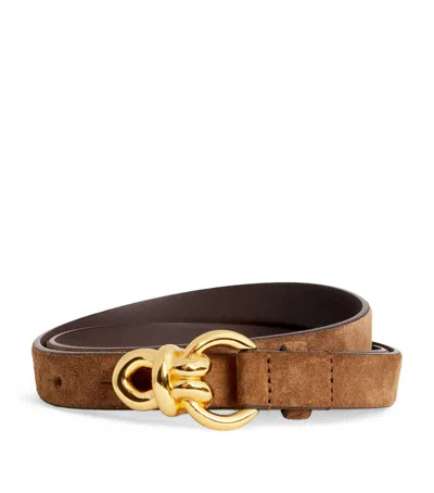 Sandro Calfskin Gold-tone Buckle Belt In Brown