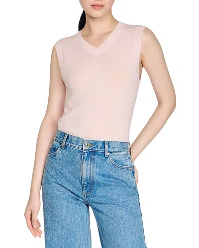 Sandro Calliste Wool Cropped Sweater In Pink