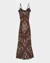 Sandro Womens  Bandana-print Sleeveless Satin Maxi Dress In Brown / Black
