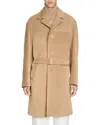 Sandro Belted Leather Coat In Brown