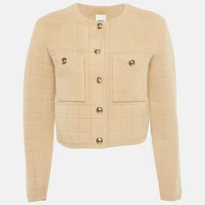 Pre-owned Sandro Camel Brown Boucle Cropped Jacket S