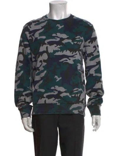 Pre-owned Sandro Camouflage Print Crew Neck Sweatshirt In Blue