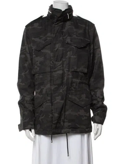 Pre-owned Sandro Camouflage Print Utility Jacket In Grey