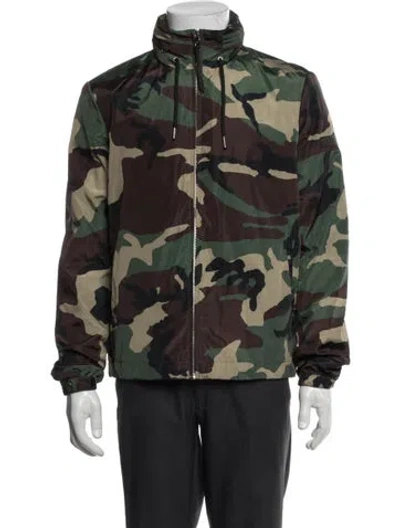 Pre-owned Sandro Camouflage Print Windbreaker In Brown/green