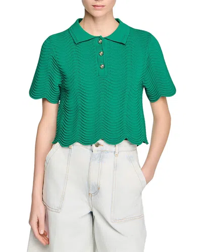 Sandro Campea Fancy Stitch Polo Top In Green