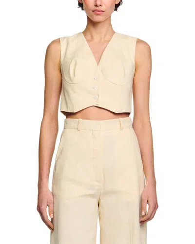 Sandro Cangie Linen-blend Top In Neutral