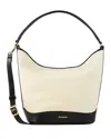 Sandro Canvas-leather Tangoso Bucket Bag In Ecru/black