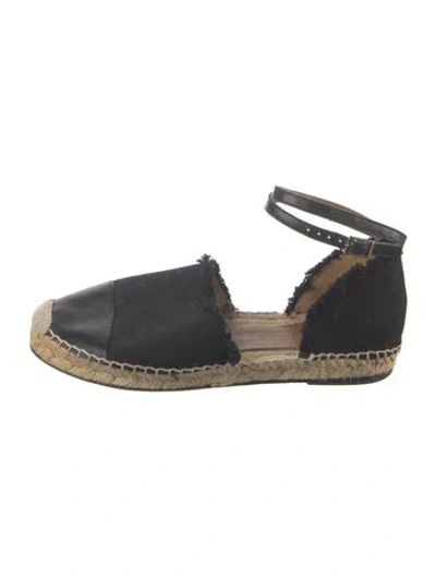 Pre-owned Sandro Canvas Raw-edge Trim D'orsay Flats In Blue