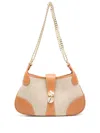Sandro Womens Naturels Hardware-embellished Canvas And Leather Shoulder Bag In Brown