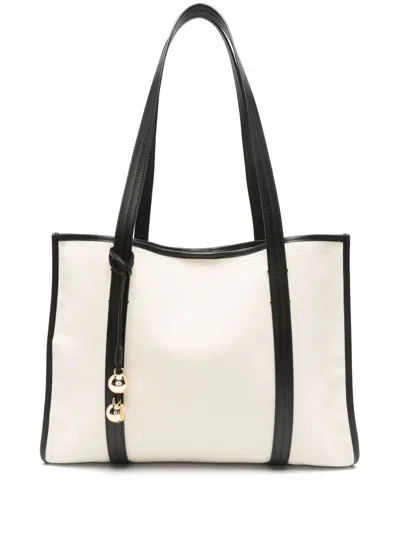 Sandro Canvas Shoulder Bag In Neutrals