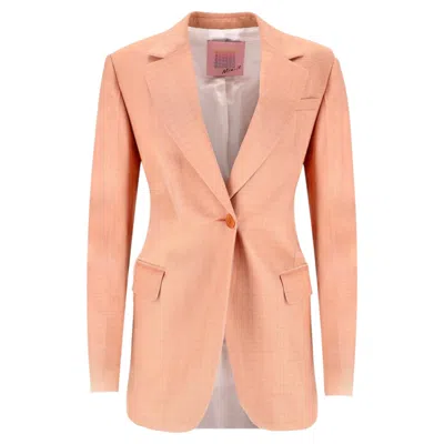 Pre-owned Sandro Canvas Single-breasted Blazer In Orange
