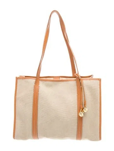 Pre-owned Sandro Canvas Tote In Neutrals