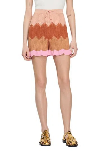 Sandro Capucin Knit Shorts In Multi