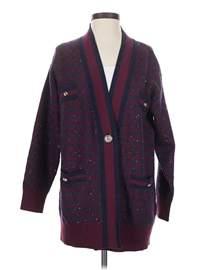 Pre-owned Sandro Cardigan Sweater In Burgundy