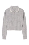 Sandro Cardigan With Beaded Collar In Gray