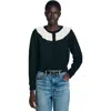 Sandro Cardigan With Contrast Collar In Black