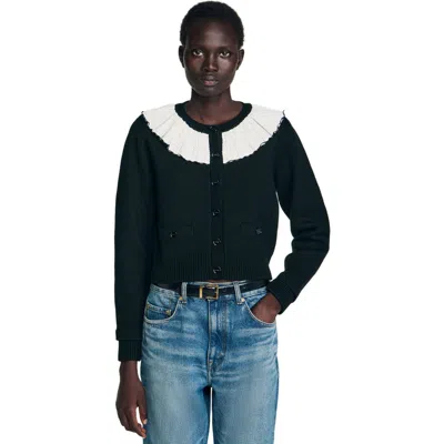SANDRO SANDRO CARDIGAN WITH CONTRAST COLLAR