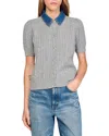 Sandro Cardigan With Denim Collar