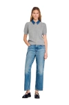 Sandro Cardigan With Denim Collar In Blue