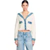 SANDRO SANDRO CARDIGAN WITH DENIM DETAILS