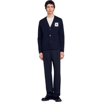SANDRO SANDRO CARDIGAN WITH FLOWER DETAIL