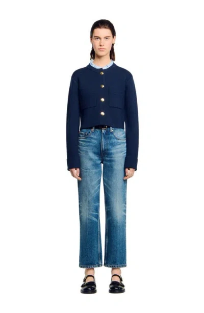 Sandro Cardigan With Ruffle Collar