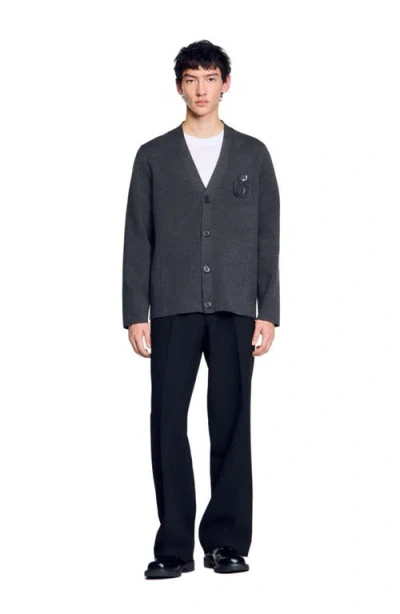 Sandro Cardigan With Snake Detail In Lime