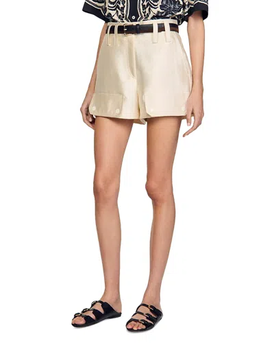 Sandro Cargo Shorts In Ecru