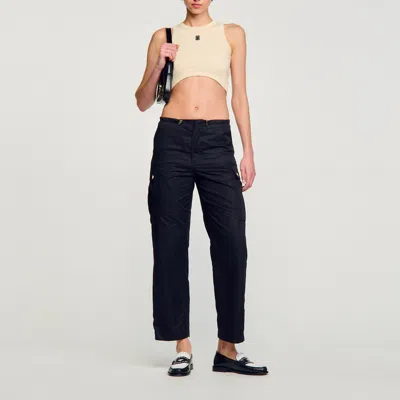 Sandro Cargo Trousers In Black