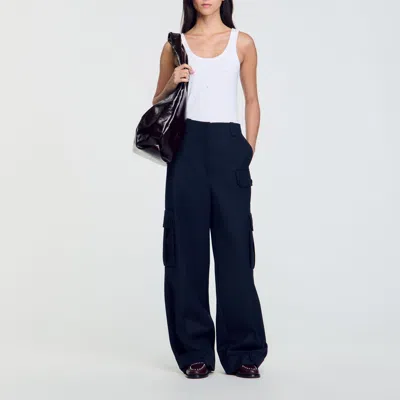 Sandro Cargo Trousers In Navy Blue