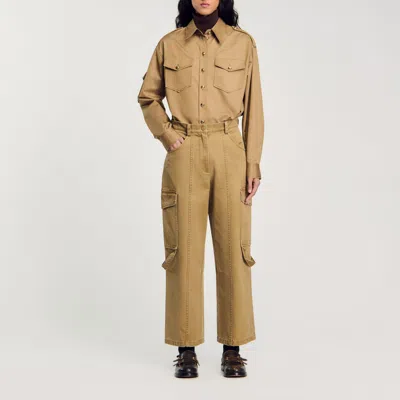 Sandro Cargo Trousers In Olive Green