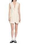 Sandro Womens Naturels V-neck Sleeveless Pleated Stretch-woven Playsuit In Ecru