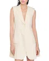 Sandro Womens Naturels V-neck Sleeveless Pleated Stretch-woven Playsuit In Ecru