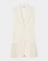 Sandro Womens Naturels V-neck Sleeveless Pleated Stretch-woven Playsuit In White