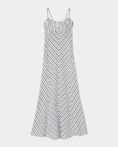 Sandro Carinia Striped Maxi Dress In Bleus