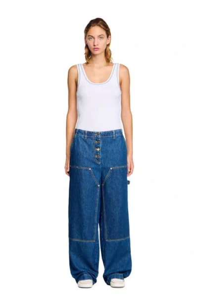 Sandro Aaron Carpenter Jeans In Blue Jean