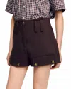 Sandro Buttoned Carpenter Shorts In Brown