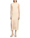 Sandro Womens Ecru Stud-embellished Fringed-hem Stretch-woven Maxi Dress In White