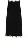 Sandro Long Knitted Skirt With Chain Detail In Black